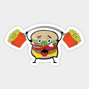 Funny Burger Character - Weightlifter Sticker